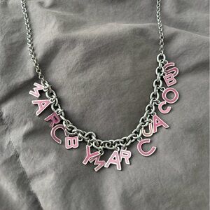 RARE Marc Jacobs Pink Letter Silver Chain Necklace